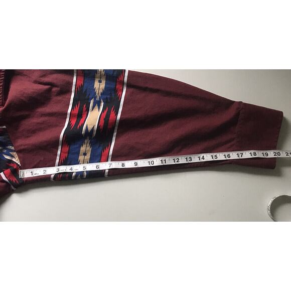 VTG 90s Mens Wrangler Aztec Western Rare Red Snap Button Shirt LS Rodeo Sz XL - Picture 8 of 9